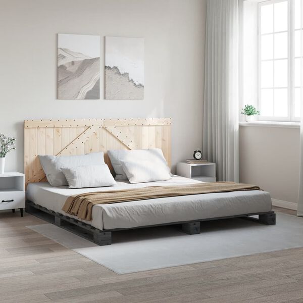 vidaXL Bed Frame Grey Solid pine wood 78.7 x 78.7 in Durable Bed Frame