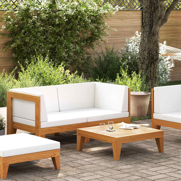 vidaXL Garden Lounge Set Cream white Solid acacia wood, Polyester Standard