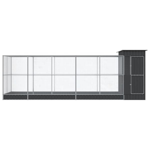 vidaXL Aviary Silver and Anthracite Galvanized Steel Large Aviary
