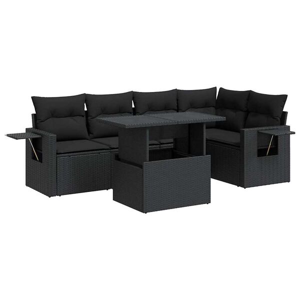 vidaXL Garden Sofa Set Black PE Rattan Large Modular Garden Furniture