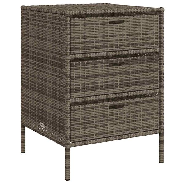 vidaXL Garden Storage Cabinet Gray PE Rattan, Powder-Coated Steel Medium