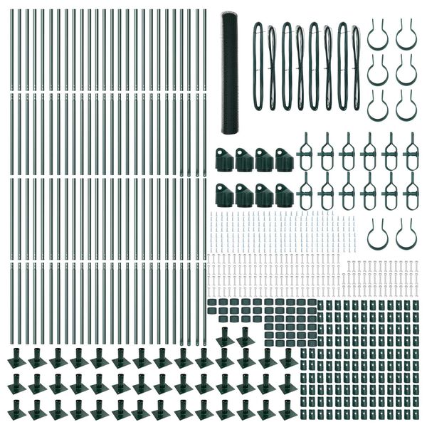 vidaXL Fence Post Green 328.08 x 3.94 ft (0.51 in mesh) Steel and PVC