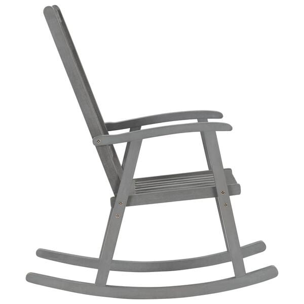 vidaXL Rocking Chair Grey Solid acacia wood, 100% polyester Medium