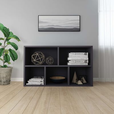 vidaXL Book Cabinet/Sideboard Gray 19.7"x9.8"x31.5" Engineered Wood