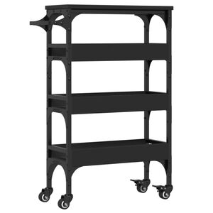 vidaXL Kitchen Trolley Black 20.9"x7.9"x29.9" Engineered Wood