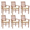 vidaXL Dining Chair Set of 6 Teak Solid Teak Wood Standard Stackable