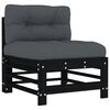 vidaXL Garden Lounge Set Black Solid pine wood, Oxford fabric, PP cotton