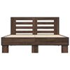 vidaXL Bed Frame Brown Oak Engineered Wood, Metal, Plywood Double Modern