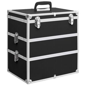 vidaXL Make-up Case 14.6"x9.4"x15.7" Black Aluminum