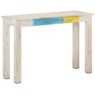 vidaXL Console Table White 45.3"x13.8"x30.3" Rough Mango Wood