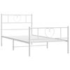 vidaXL Bed Frame White Powder-coated steel Twin Bed Frame Rectangular