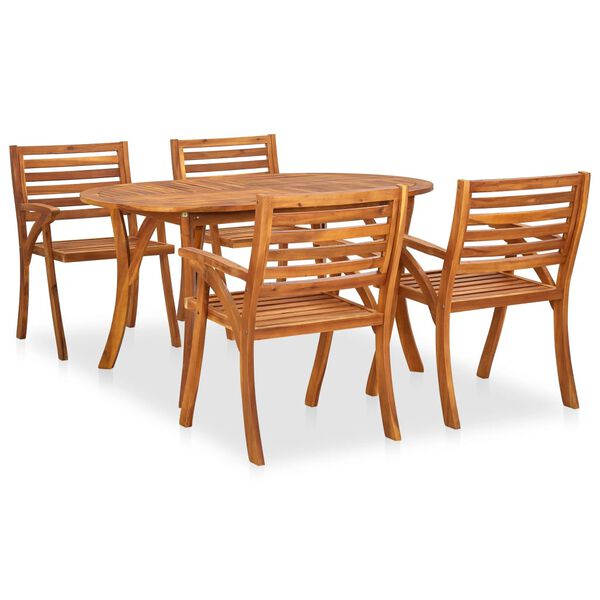 vidaXL 5 Piece Garden Dining Set 59.1" x 35.4" Solid Acacia Wood