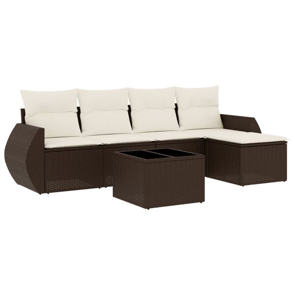 vidaXL Garden Sofa Set Brown, Cream White