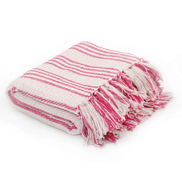 vidaXL Throw Pink and White 100% Cotton 86.6 x 98.4 in Throw