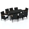 vidaXL Dining Set Table: Black, Chair: Black, Cushion: Cream white