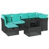 vidaXL 7 Piece Garden Sofa Set with Cushions Black Poly Rattan