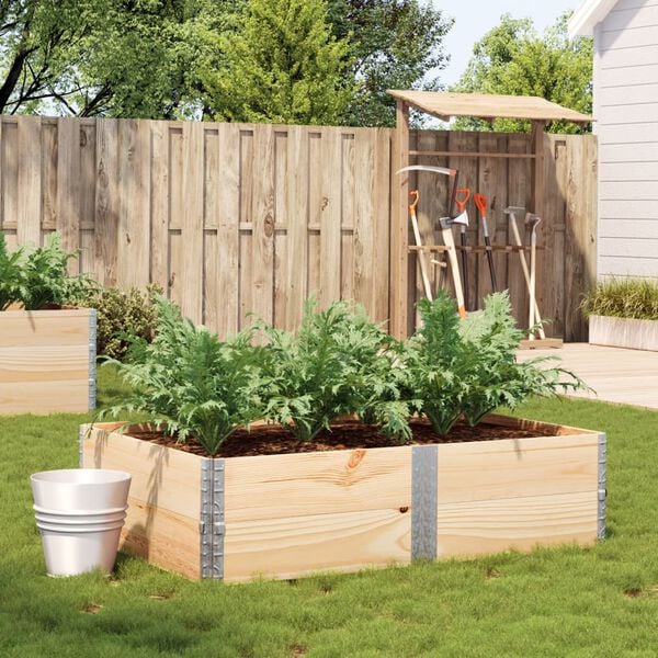 vidaXL Garden Planter Natural Wood Solid pine wood, galvanized metal