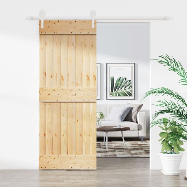 vidaXL Sliding Door with Hardware Set 31.5x82.7" Solid Wood Pine