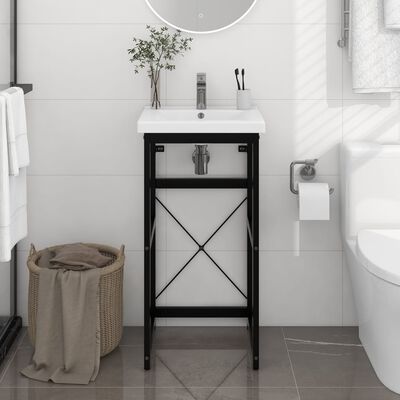 vidaXL Bathroom Washbasin Frame Black 15.7" x 15" x 32.7" Iron