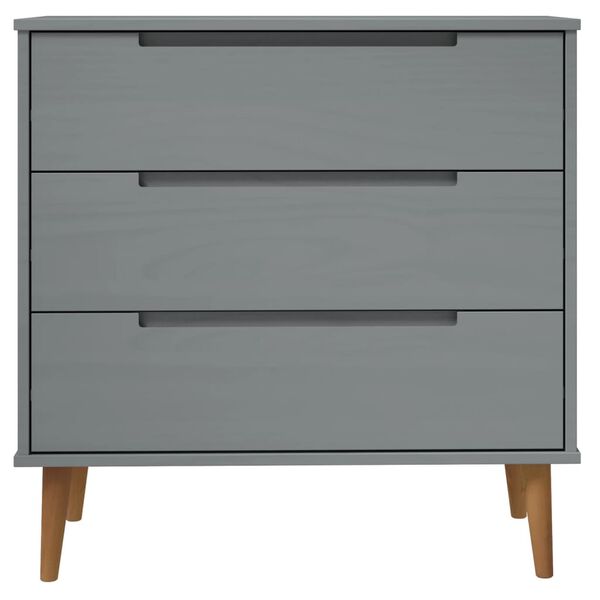 vidaXL Drawer Cabinet Grey Solid pine wood Medium Drawer Cabinet