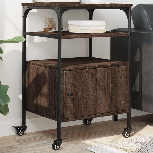 vidaXL Printer Stand 3-Tier Brown Oak 19.7"x15.7"x29.9" Engineered Wood