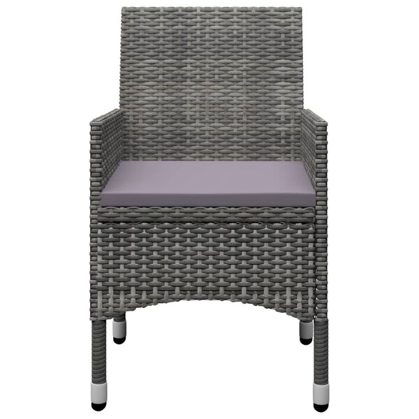 vidaXL Dining Set Grey Solid Acacia wood, PE rattan, Powder-Coated Steel