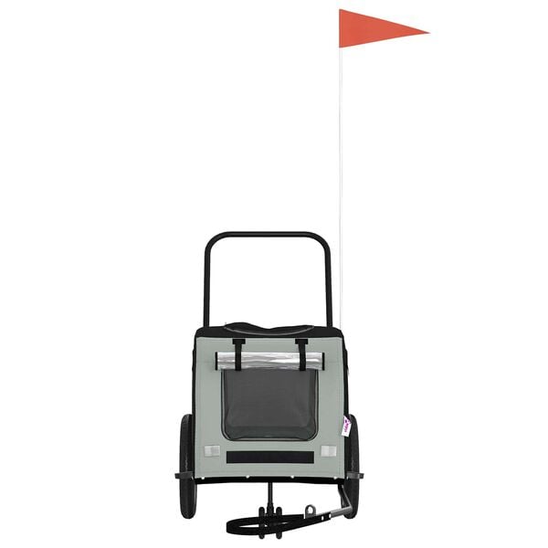 vidaXL Pet Bike Trailer Grey and Black 49.21 x 20.87 x 21.26 in