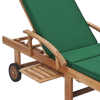 vidaXL Sun Loungers with Cushions 2 pcs Solid Teak Wood Green