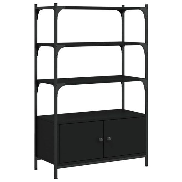 vidaXL Bookcase Black Engineered wood, metal Medium Adjustable Feet