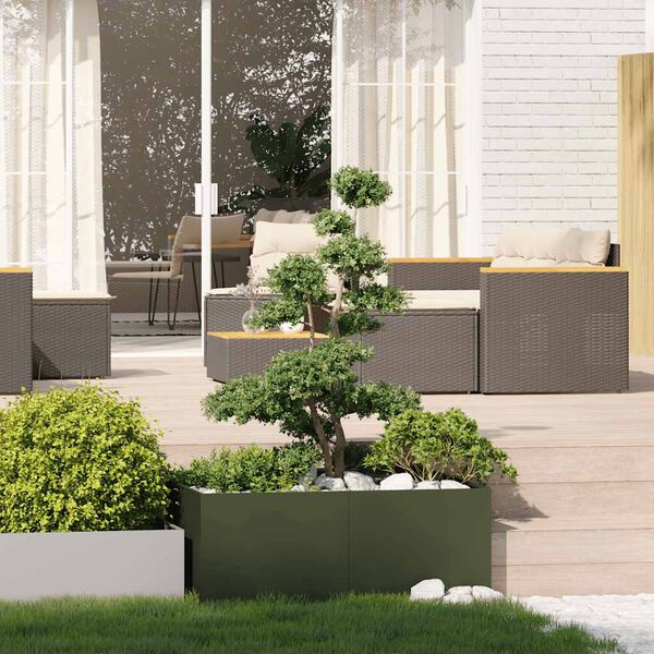 vidaXL Planter Olive Green Cold-rolled steel Large Decorative Inlays