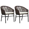 vidaXL Garden Dining Set Table: Black, Chair: Brown, Cushion: Cream White