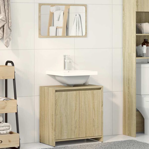 vidaXL Bathroom Furniture Set Sonoma oak Engineered wood Medium