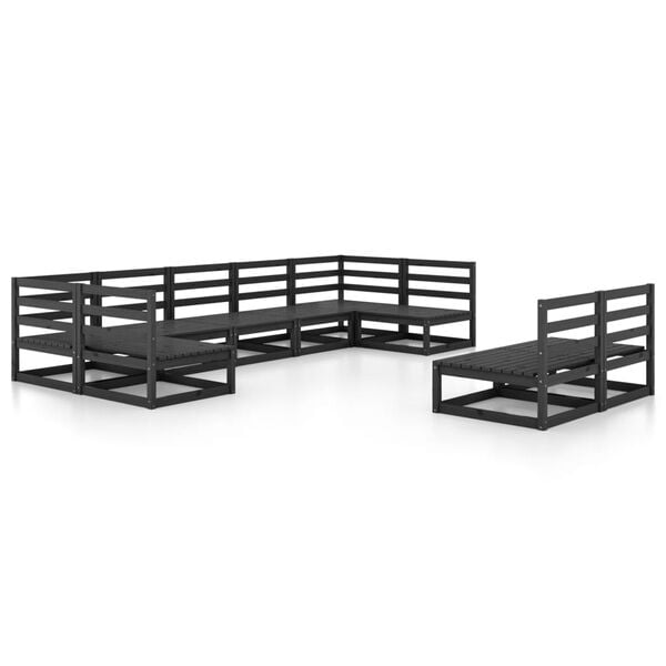vidaXL Garden Lounge Set Black Solid pine wood Modular Garden Lounge Set