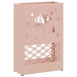 vidaXL Umbrella Stand with Storage Pink 11.02 x 4.72 x 16.14 in Steel