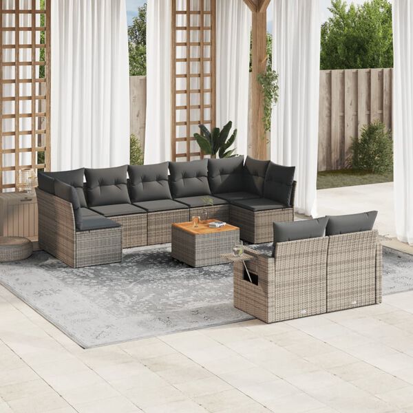 vidaXL Garden Sofa Set Grey PE Rattan Large Foldable Garden Sofa Set
