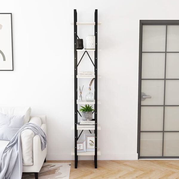 vidaXL High Cabinet White Solid Pine Wood, Metal Tall High Cabinet