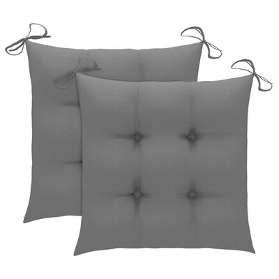vidaXL 3 Piece Bistro Set with Gray Cushions Solid Teak Wood