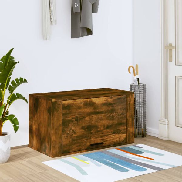 vidaXL Wall-mounted Shoe Cabinet Smoked oak Engineered wood