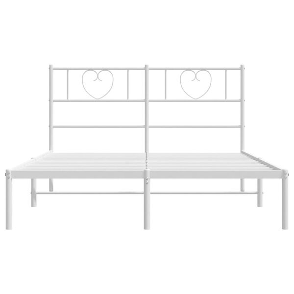 vidaXL Bed Frame White Powder-Coated Steel Double Bed Size Bed Frame
