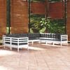 vidaXL Garden Lounge Set White with Charcoal Cushions Solid Pine, Polyester