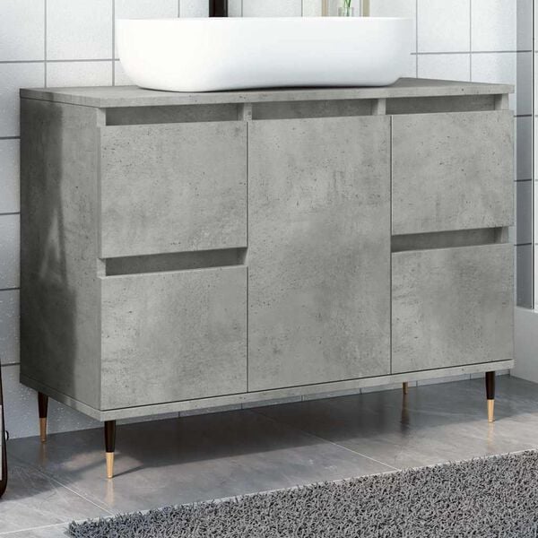 vidaXL Bathroom Cabinet Concrete Grey Engineered wood, Iron Medium