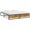 vidaXL Bed Frame Black Powder-coated metal, melamine coated MDF Full