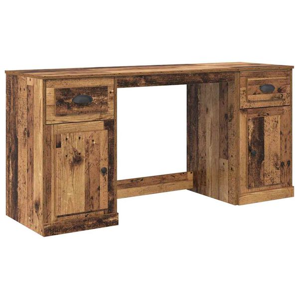 vidaXL Desk with Cabinet with Drawer Old Wood 60.83 x 19.69 x 29.53 in