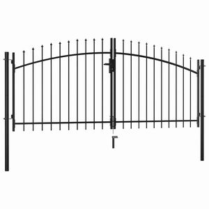 vidaXL Double Door Fence Gate with Spear Top 118.1"x59.1"