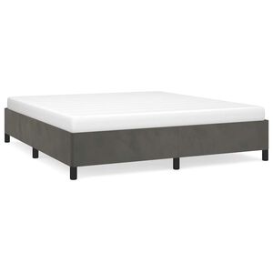 vidaXL Bed Frame Dark Gray Velvet, Plywood, Engineered Wood
