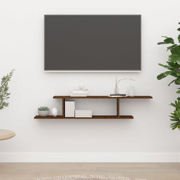 vidaXL Wall-mounted TV Shelf Brown oak Engineered wood Medium