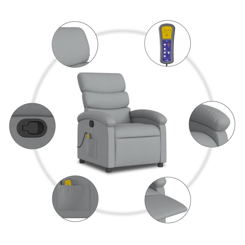 vidaXL Massage Recliner Chair Light grey
