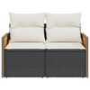 vidaXL Garden Sofa Black PE Rattan 2-Seater Modular Garden Sofa