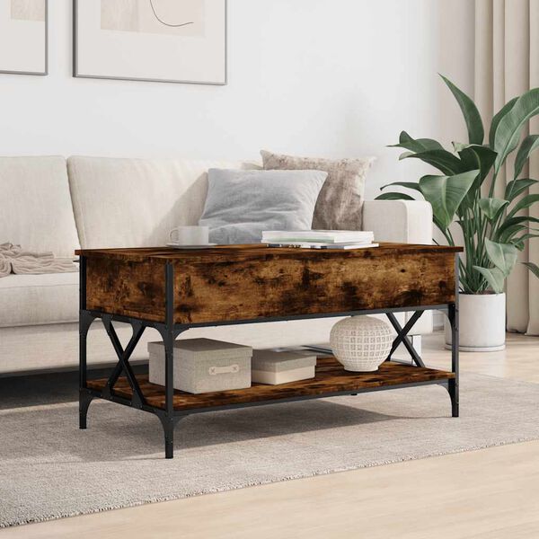 vidaXL Coffee Table Smoked Oak Engineered Wood and Metal