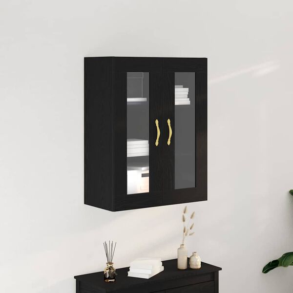 vidaXL Wall Cabinet Black Oak 27.36 x 13.39 x 35.43 in Engineered Wood